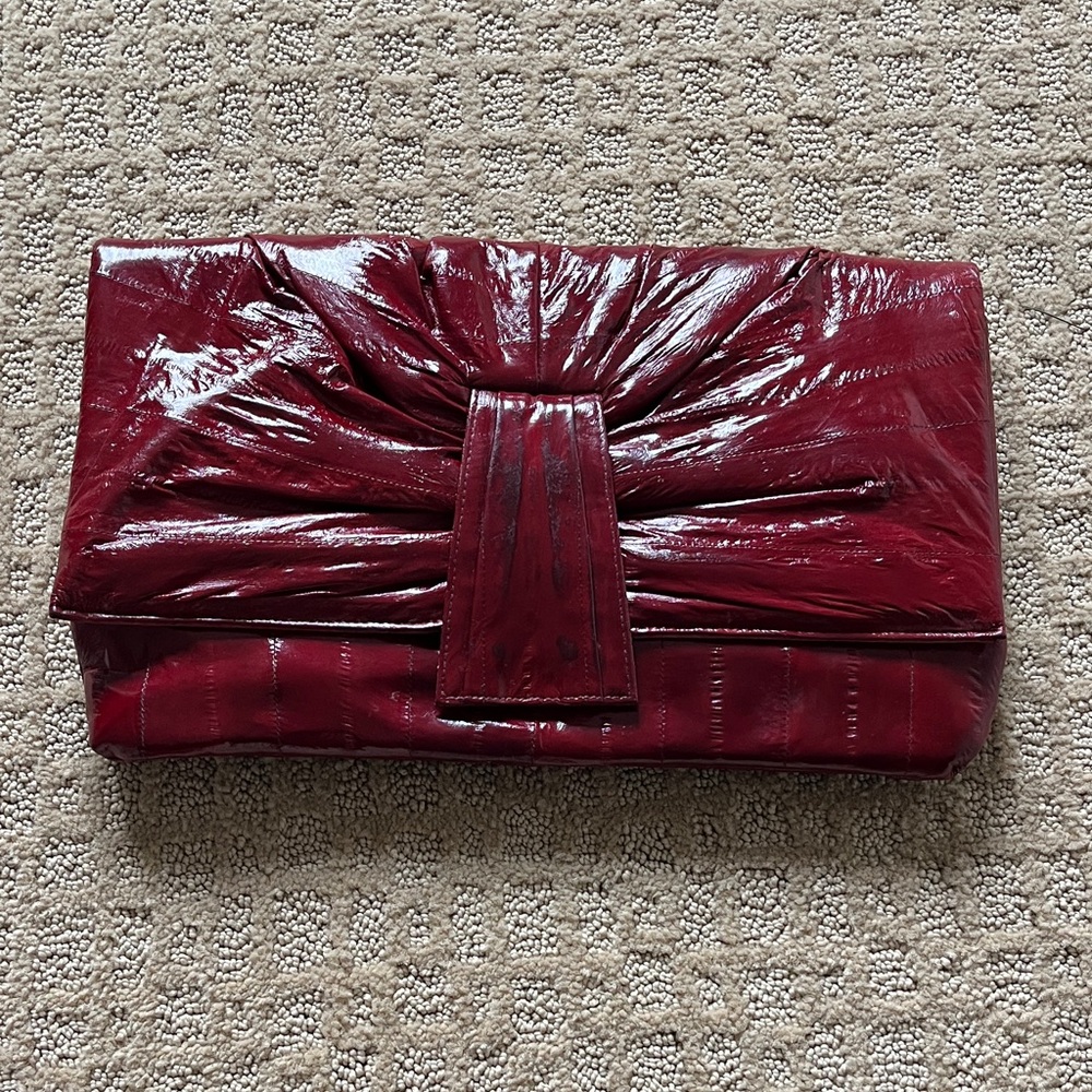 NEW Vintage Eel skin Red Clutch Bag